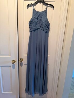 Levkoff Slate Blue Pleated Bodice Maxi Dress